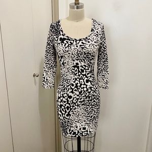XX1 Bodycon Bow Black White Mini Dress 3/4 Slv S